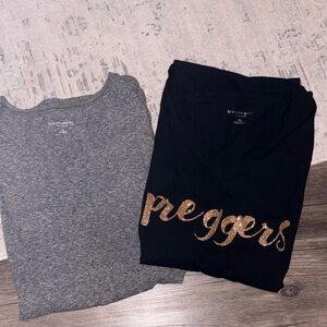 Gray and Black Maternity T-Shirts